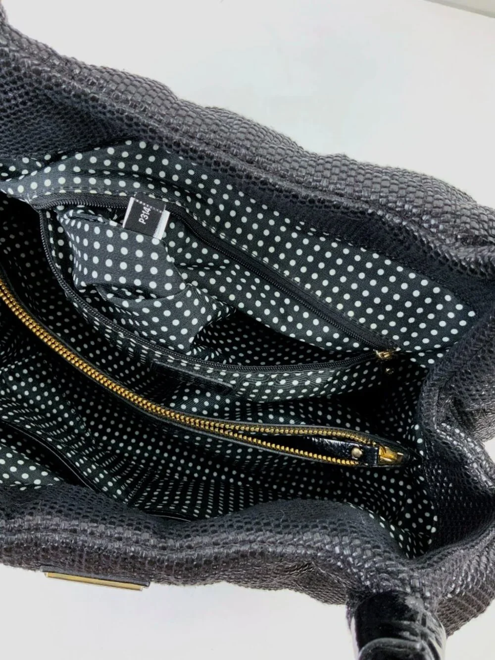 Kate Spade New York Black Quilted Woven Straw Satchel Hand Bag